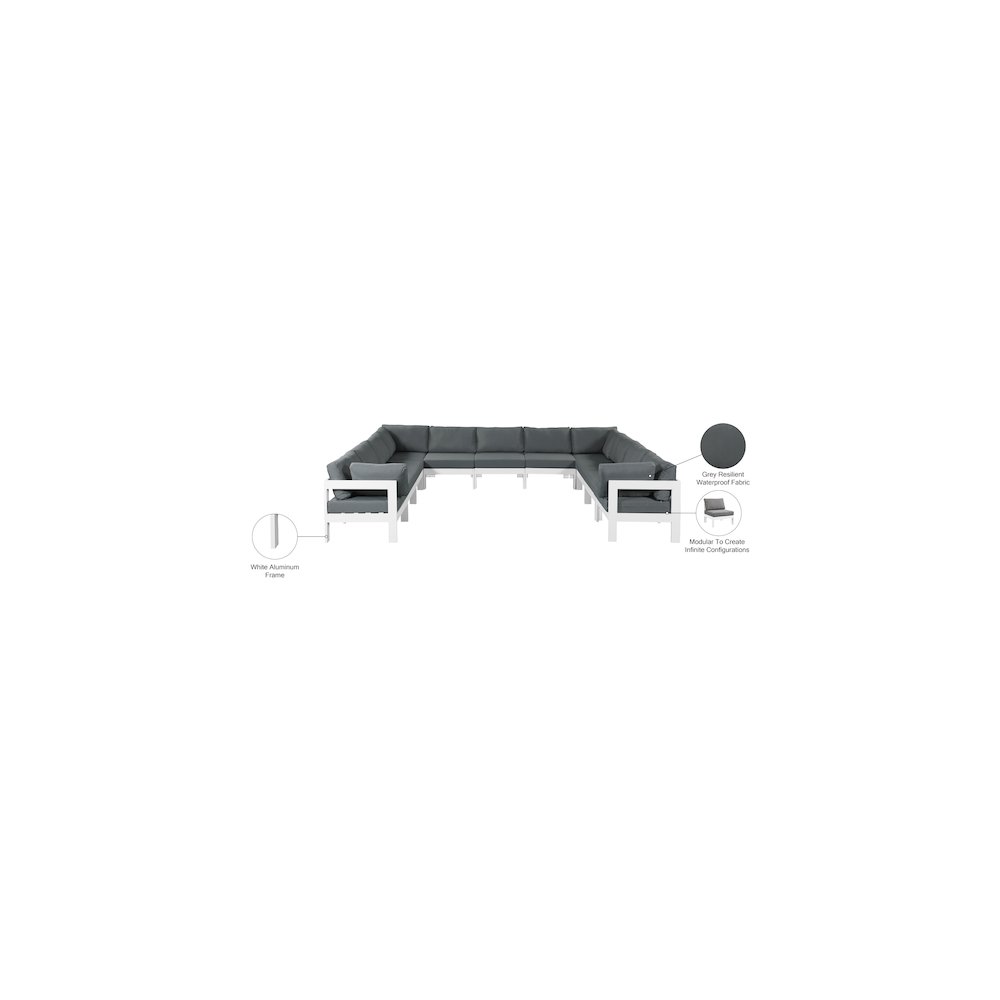 Nizuc Grey Water Resistant Fabric Outdoor Patio Modular Sectional. Picture 7