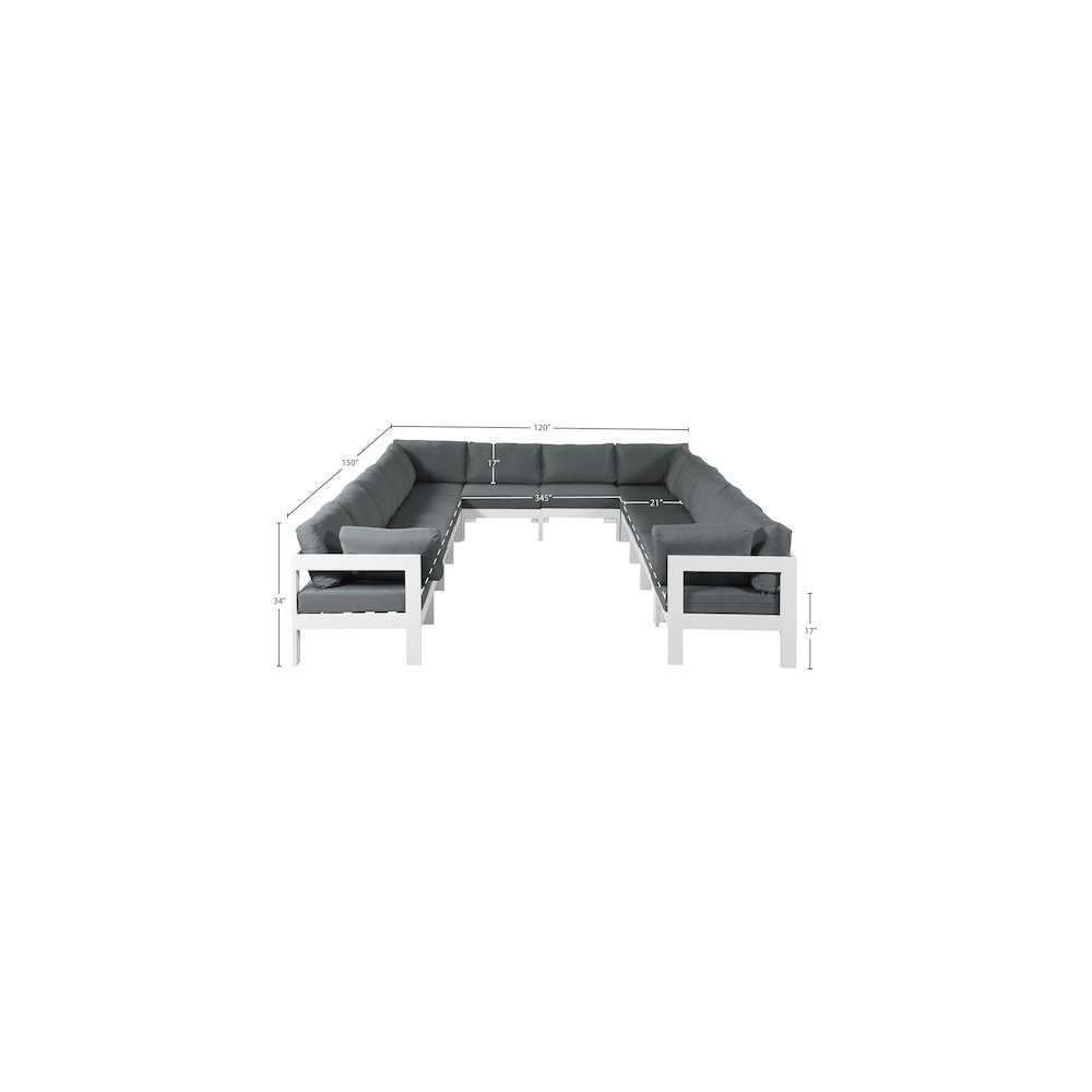 Nizuc Grey Water Resistant Fabric Outdoor Patio Modular Sectional. Picture 6