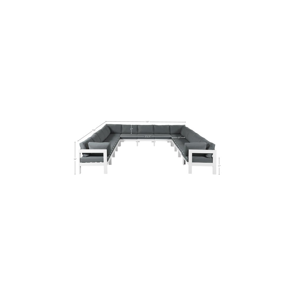Nizuc Grey Water Resistant Fabric Outdoor Patio Modular Sectional. Picture 6