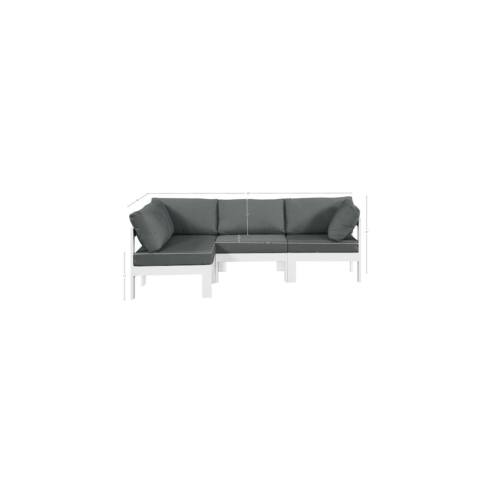 Nizuc Grey Water Resistant Fabric Outdoor Patio Modular Sectional. Picture 10