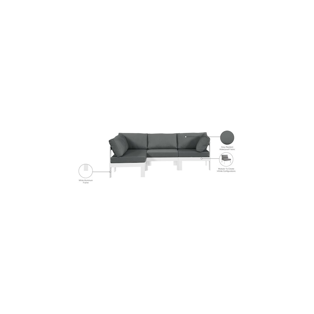 Nizuc Grey Water Resistant Fabric Outdoor Patio Modular Sectional. Picture 11