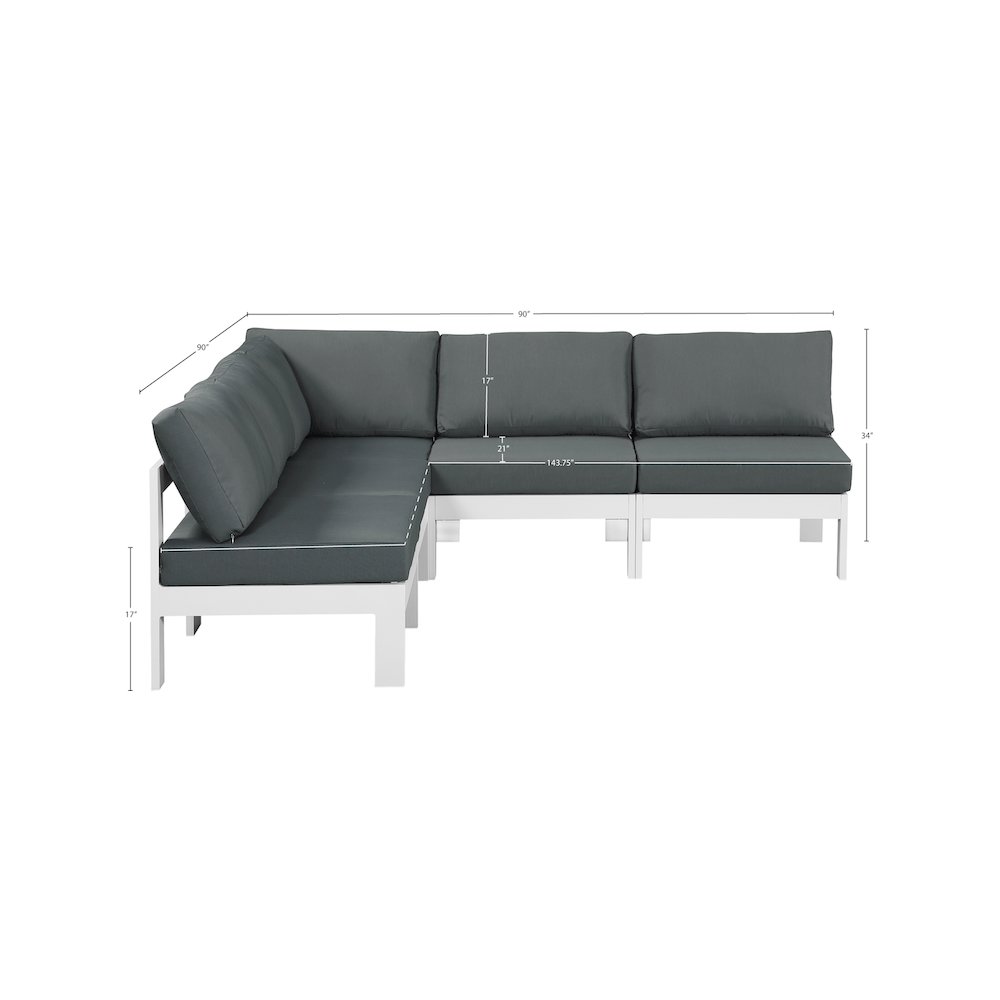 Nizuc Grey Water Resistant Fabric Outdoor Patio Modular Sectional. Picture 6