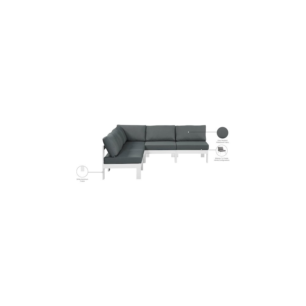 Nizuc Grey Water Resistant Fabric Outdoor Patio Modular Sectional. Picture 7