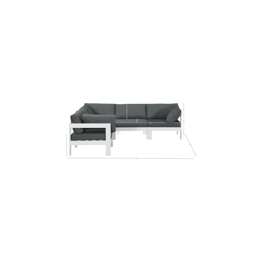 Nizuc Grey Water Resistant Fabric Outdoor Patio Modular Sectional. Picture 6