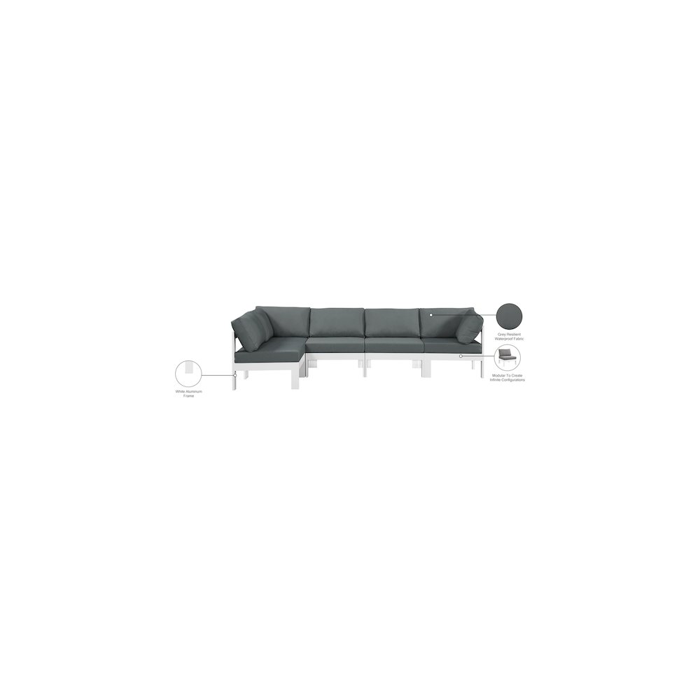 Nizuc Grey Water Resistant Fabric Outdoor Patio Modular Sectional. Picture 11