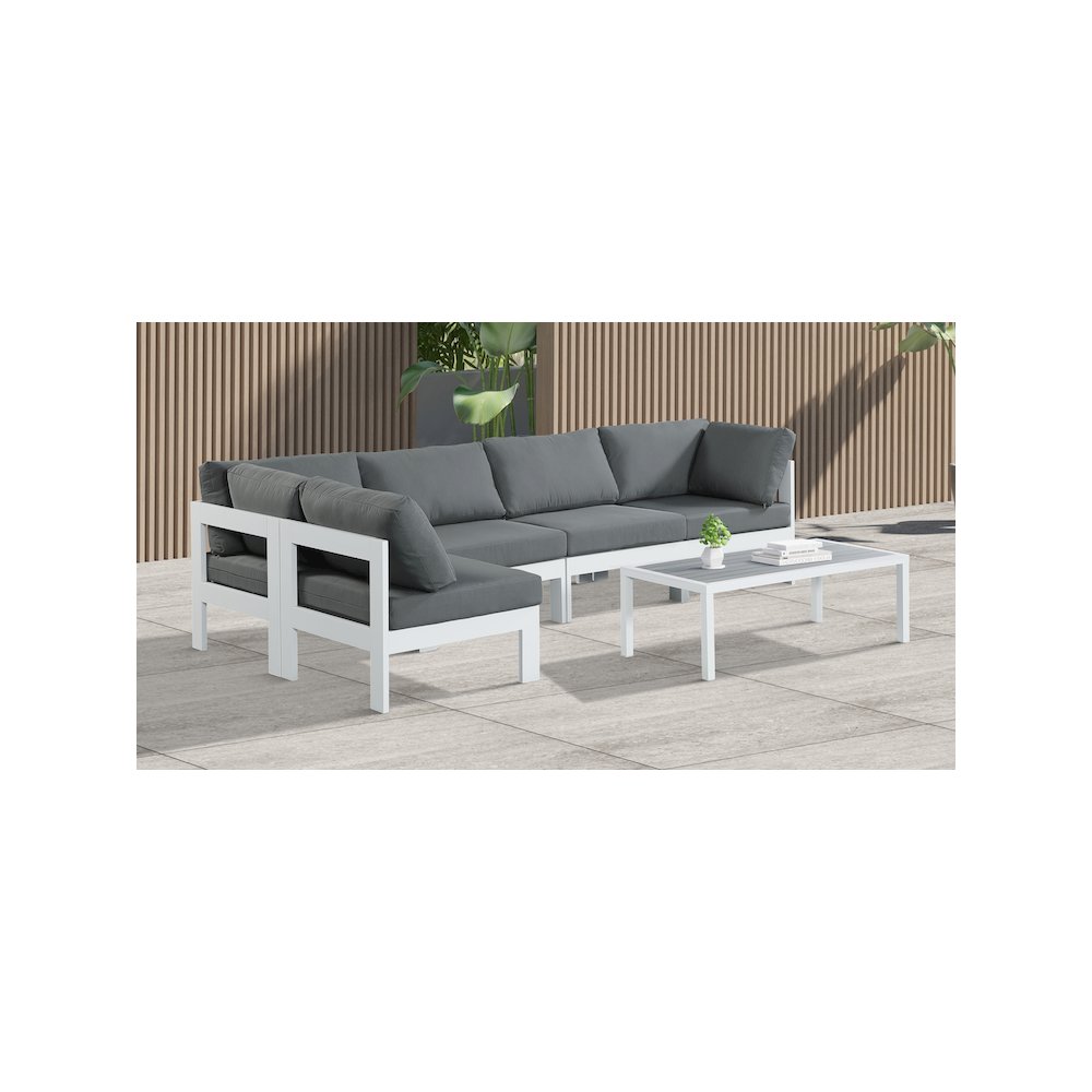 Nizuc Grey Water Resistant Fabric Outdoor Patio Modular Sectional. Picture 2