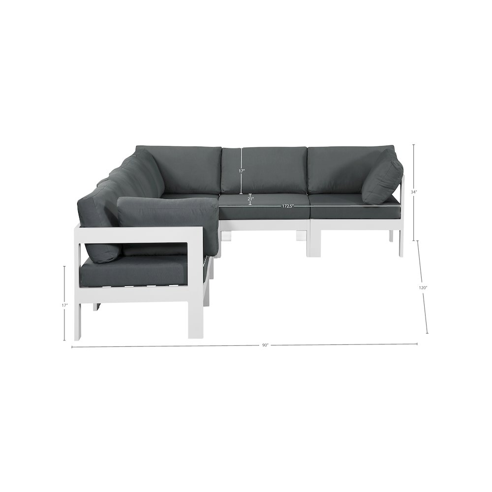 Nizuc Grey Water Resistant Fabric Outdoor Patio Modular Sectional. Picture 6