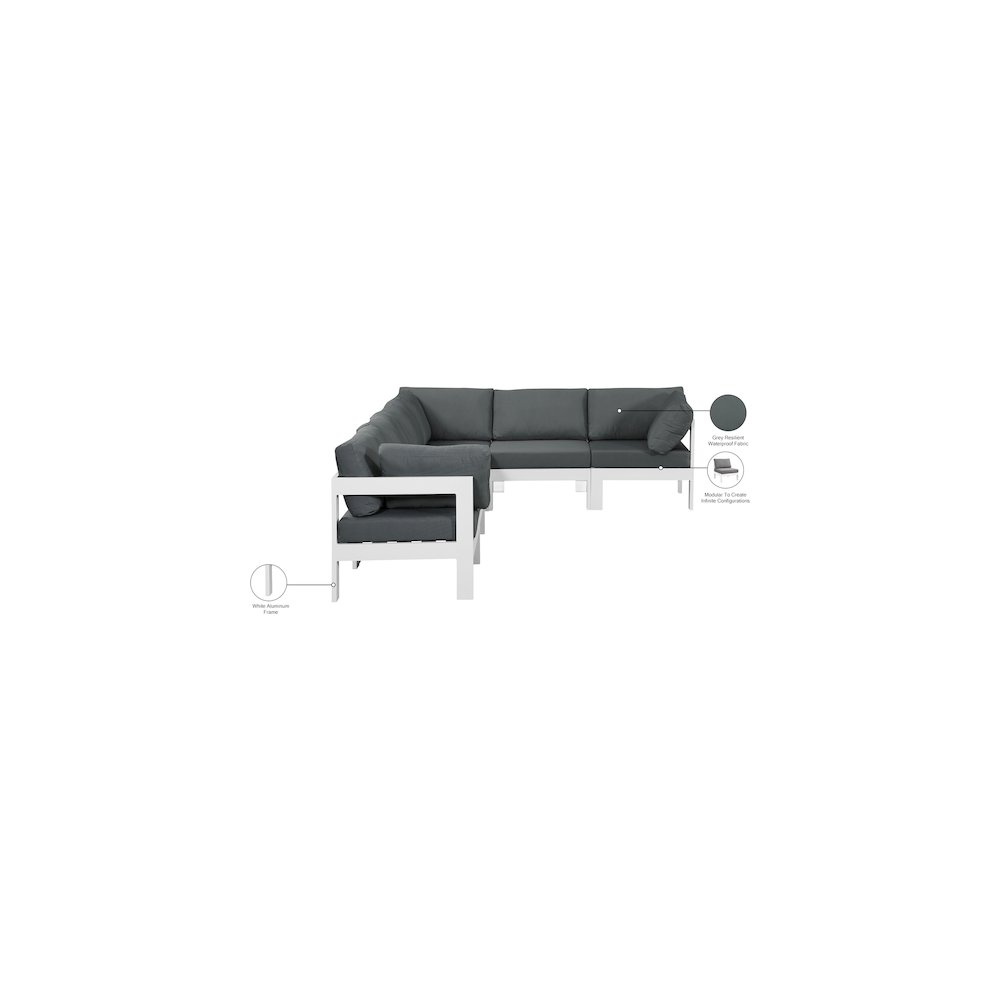 Nizuc Grey Water Resistant Fabric Outdoor Patio Modular Sectional. Picture 7
