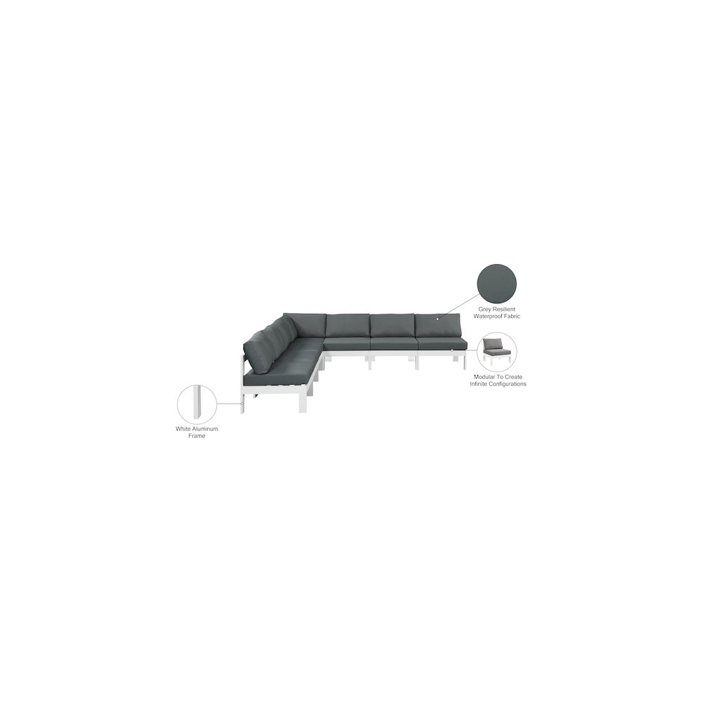 Nizuc Grey Water Resistant Fabric Outdoor Patio Modular Sectional. Picture 7