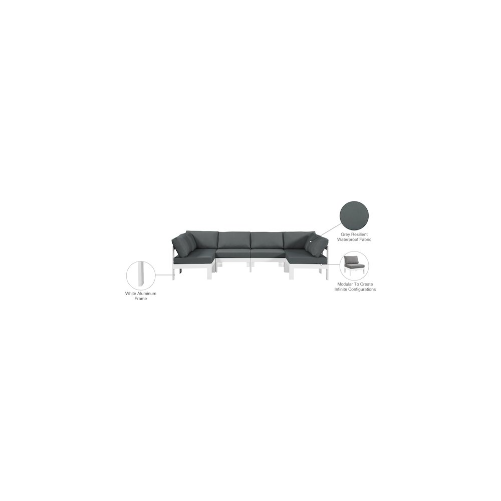 Nizuc Grey Water Resistant Fabric Outdoor Patio Modular Sectional. Picture 7