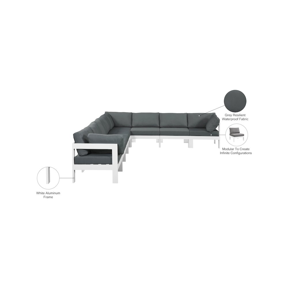 Nizuc Grey Water Resistant Fabric Outdoor Patio Modular Sectional. Picture 7