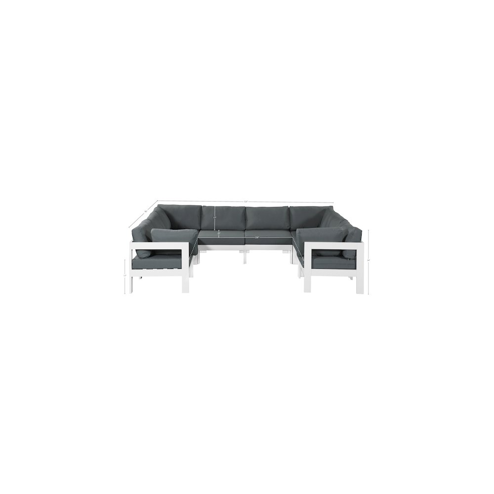 Nizuc Grey Water Resistant Fabric Outdoor Patio Modular Sectional. Picture 6