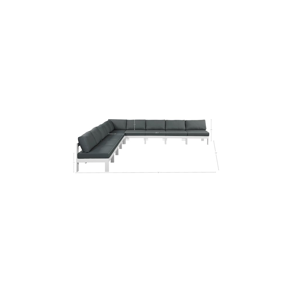 Nizuc Grey Water Resistant Fabric Outdoor Patio Modular Sectional. Picture 6