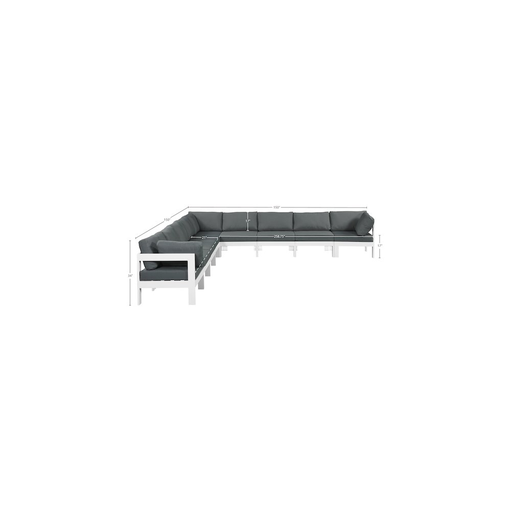 Nizuc Grey Water Resistant Fabric Outdoor Patio Modular Sectional. Picture 6