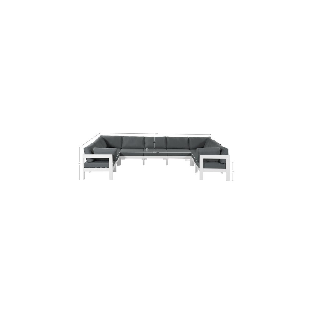 Nizuc Grey Water Resistant Fabric Outdoor Patio Modular Sectional. Picture 6