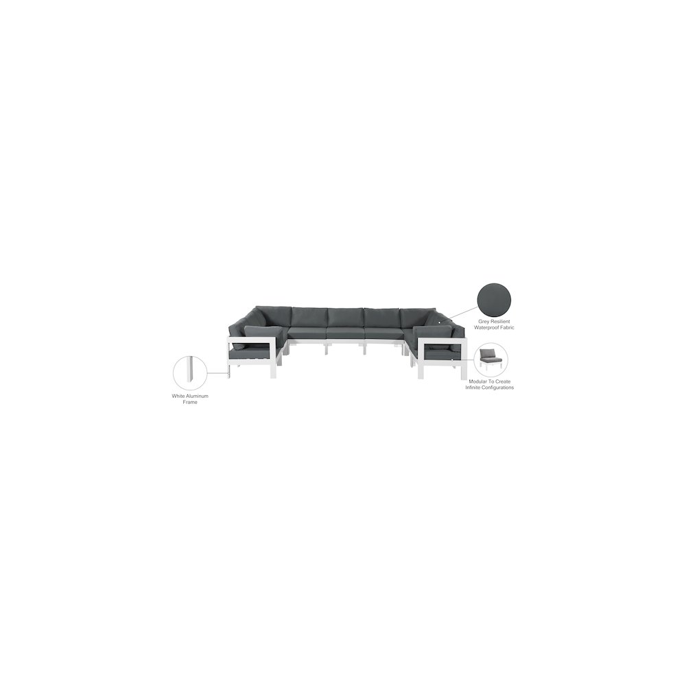 Nizuc Grey Water Resistant Fabric Outdoor Patio Modular Sectional. Picture 7