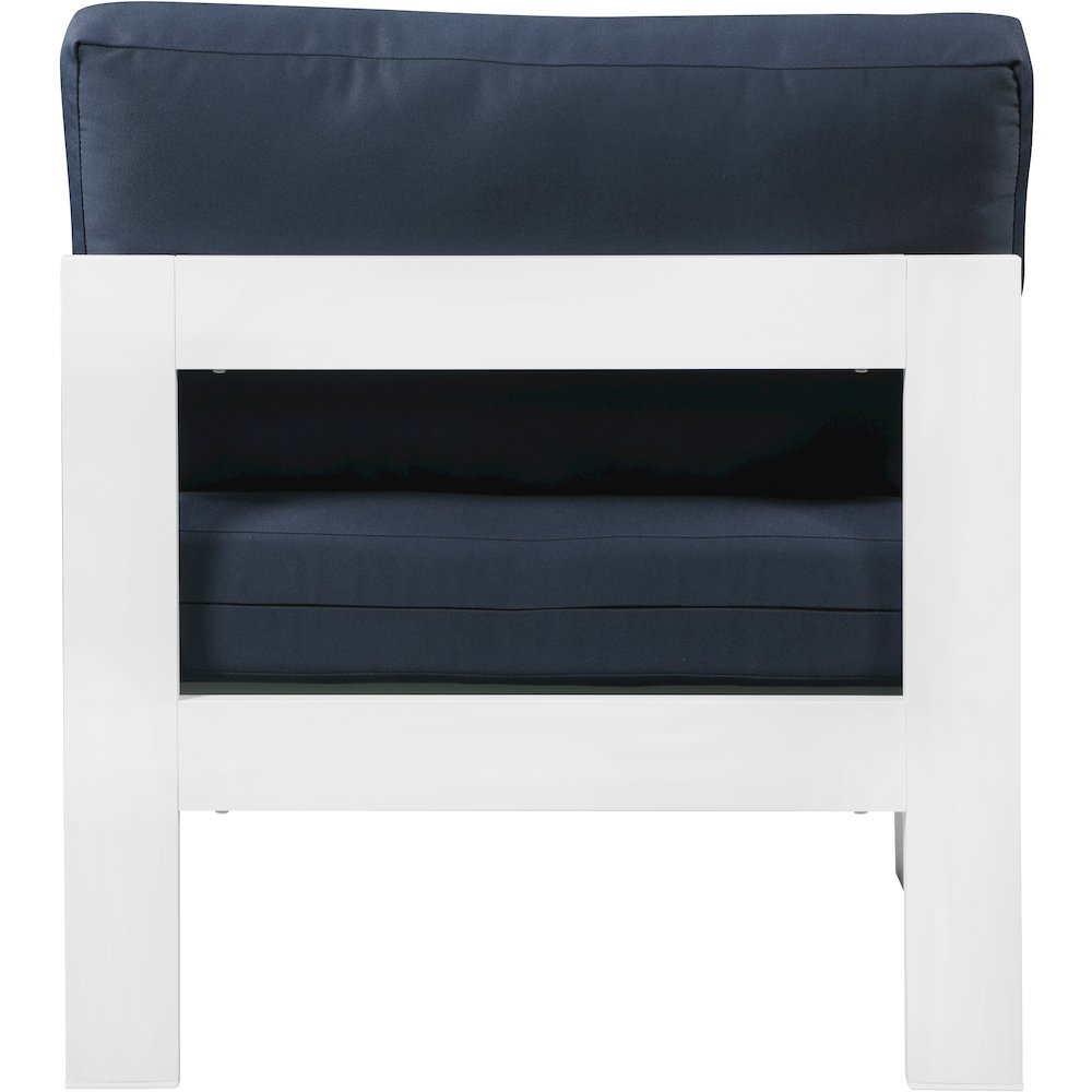 Nizuc Navy Water Resistant Fabric Outdoor Patio Aluminum Armless Chair. Picture 2
