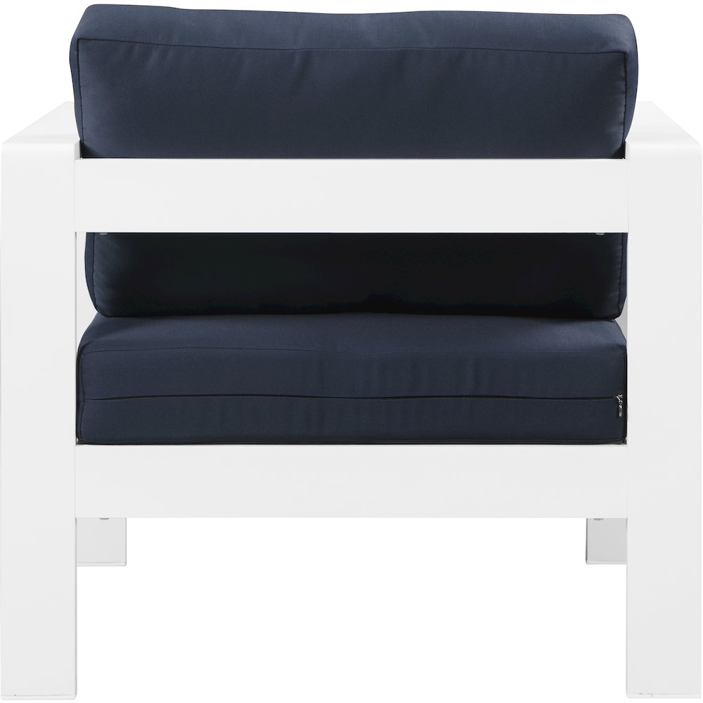 Nizuc Navy Water Resistant Fabric Outdoor Patio Aluminum Arm Chair. Picture 2