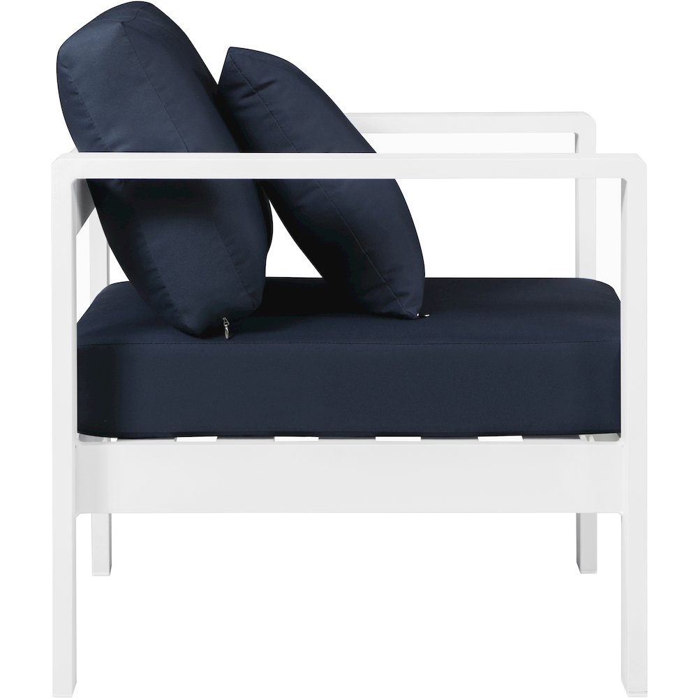 Nizuc Navy Water Resistant Fabric Outdoor Patio Aluminum Arm Chair. Picture 3