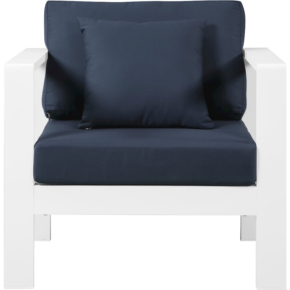 Nizuc Navy Water Resistant Fabric Outdoor Patio Aluminum Arm Chair. Picture 4