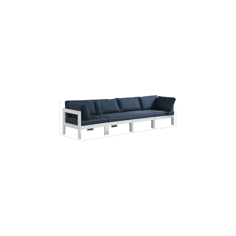 Nizuc Navy Water Resistant Fabric Outdoor Patio Modular Sofa. Picture 7