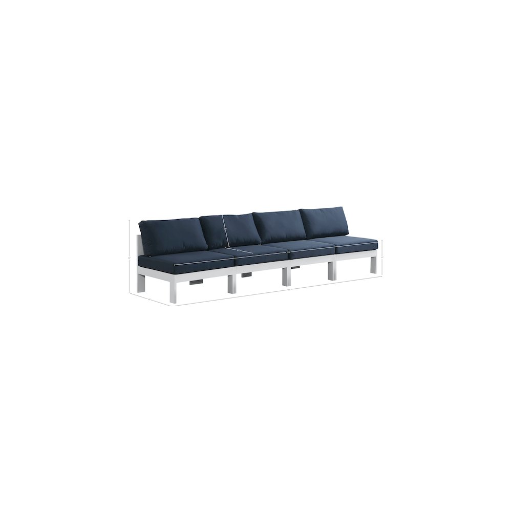 Nizuc Navy Water Resistant Fabric Outdoor Patio Modular Sofa. Picture 7