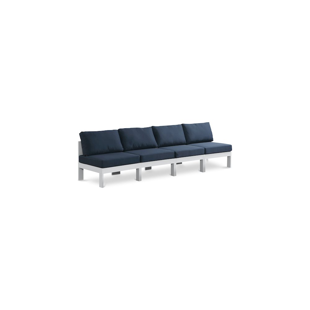 Nizuc Navy Water Resistant Fabric Outdoor Patio Modular Sofa. Picture 1