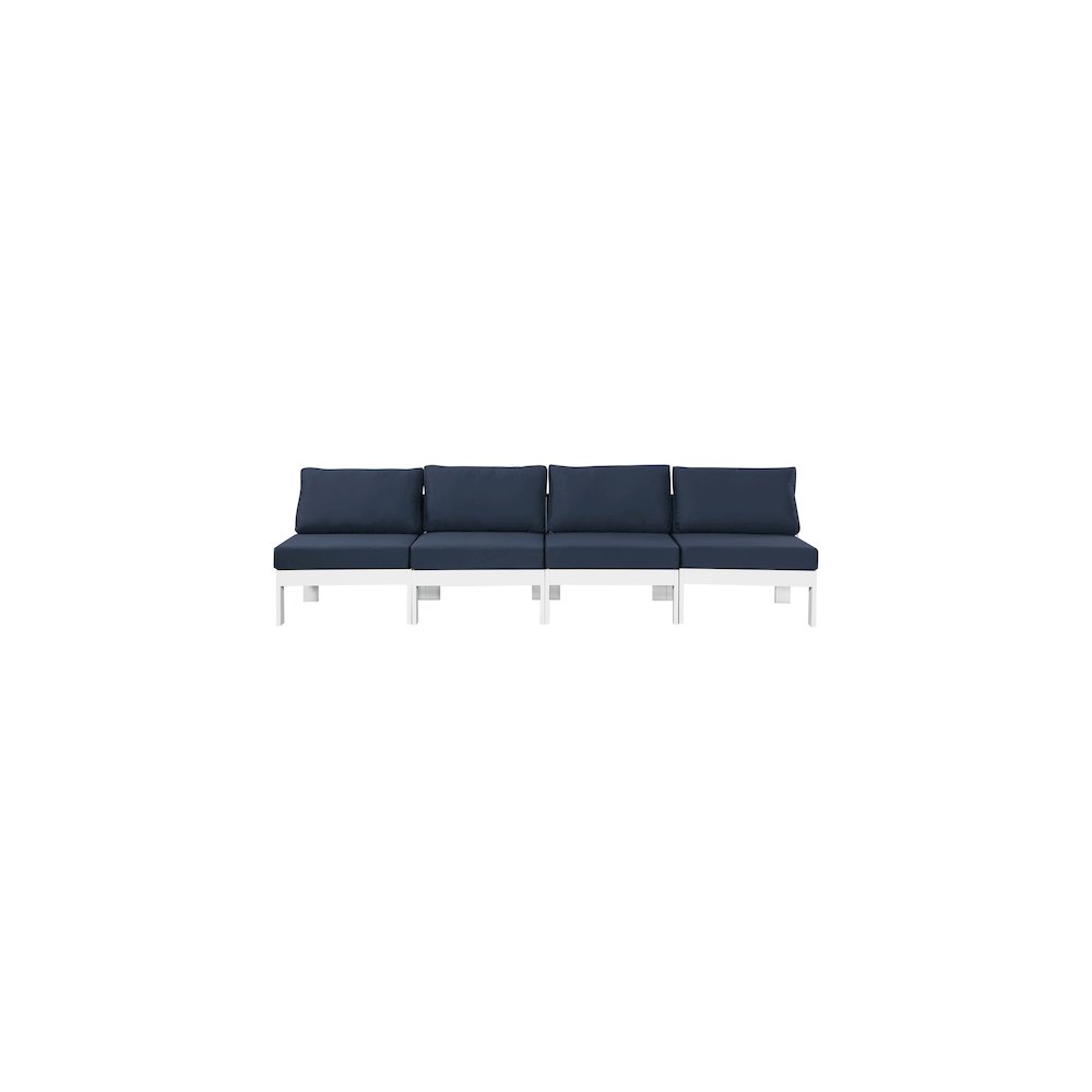 Nizuc Navy Water Resistant Fabric Outdoor Patio Modular Sofa. Picture 4