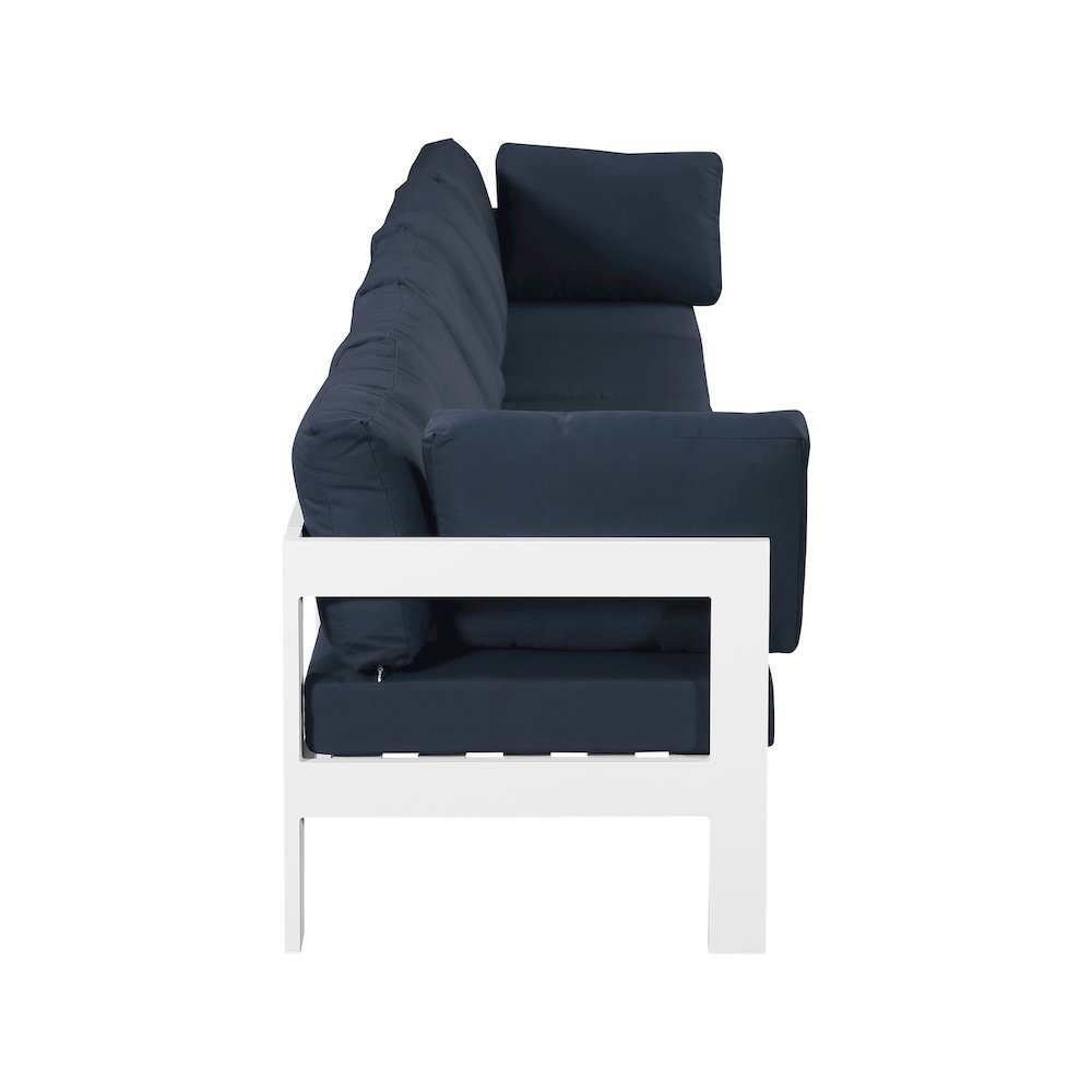 Nizuc Navy Water Resistant Fabric Outdoor Patio Modular Sofa. Picture 3