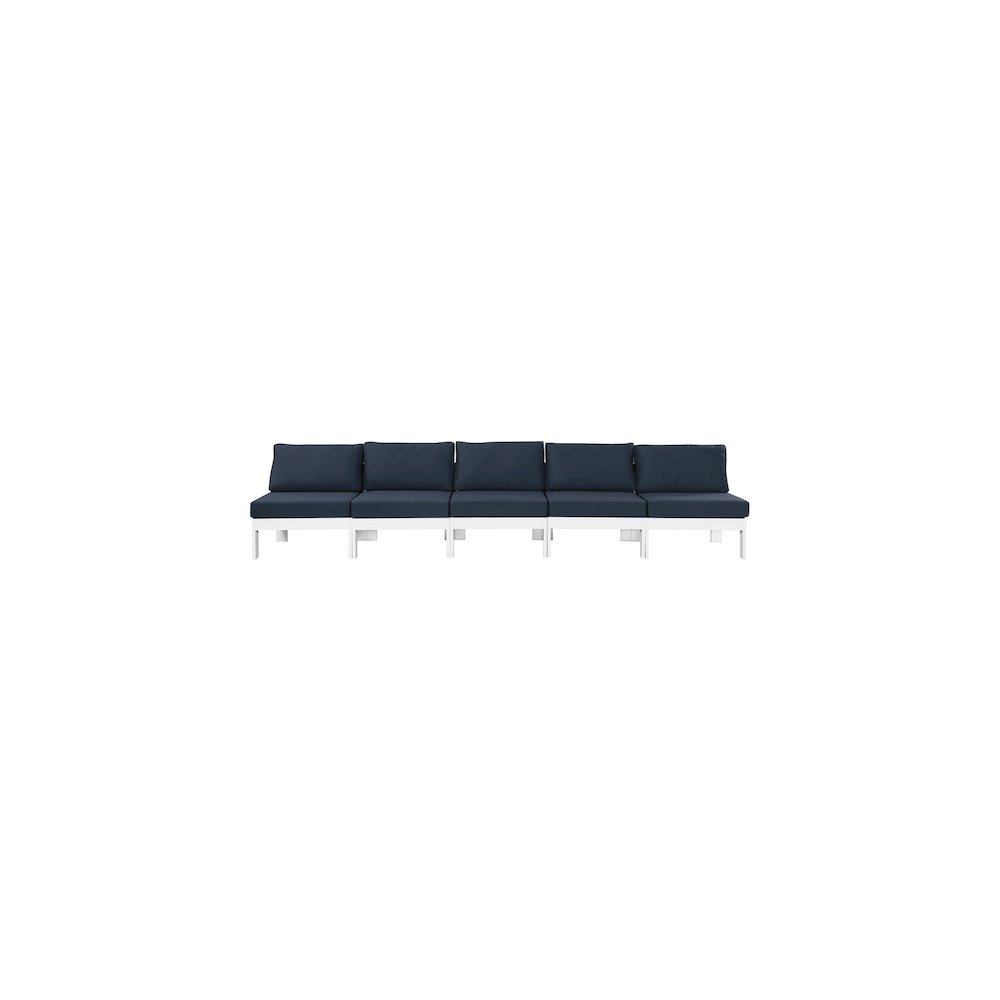Nizuc Navy Water Resistant Fabric Outdoor Patio Modular Sofa. Picture 4
