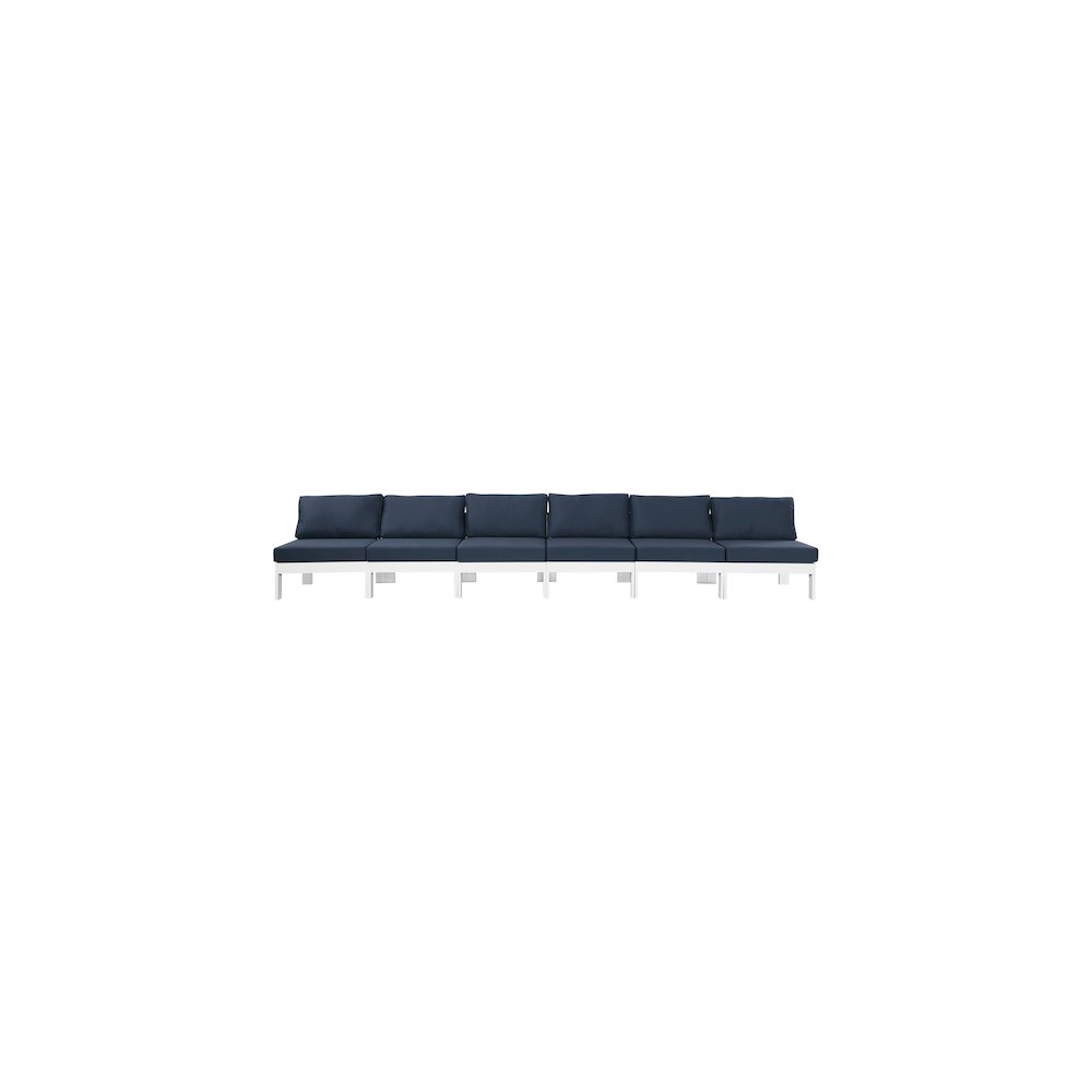 Nizuc Navy Water Resistant Fabric Outdoor Patio Modular Sofa. Picture 4