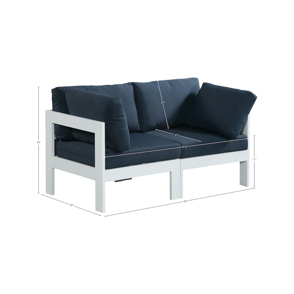 Nizuc Navy Water Resistant Fabric Outdoor Patio Modular Sofa. Picture 7