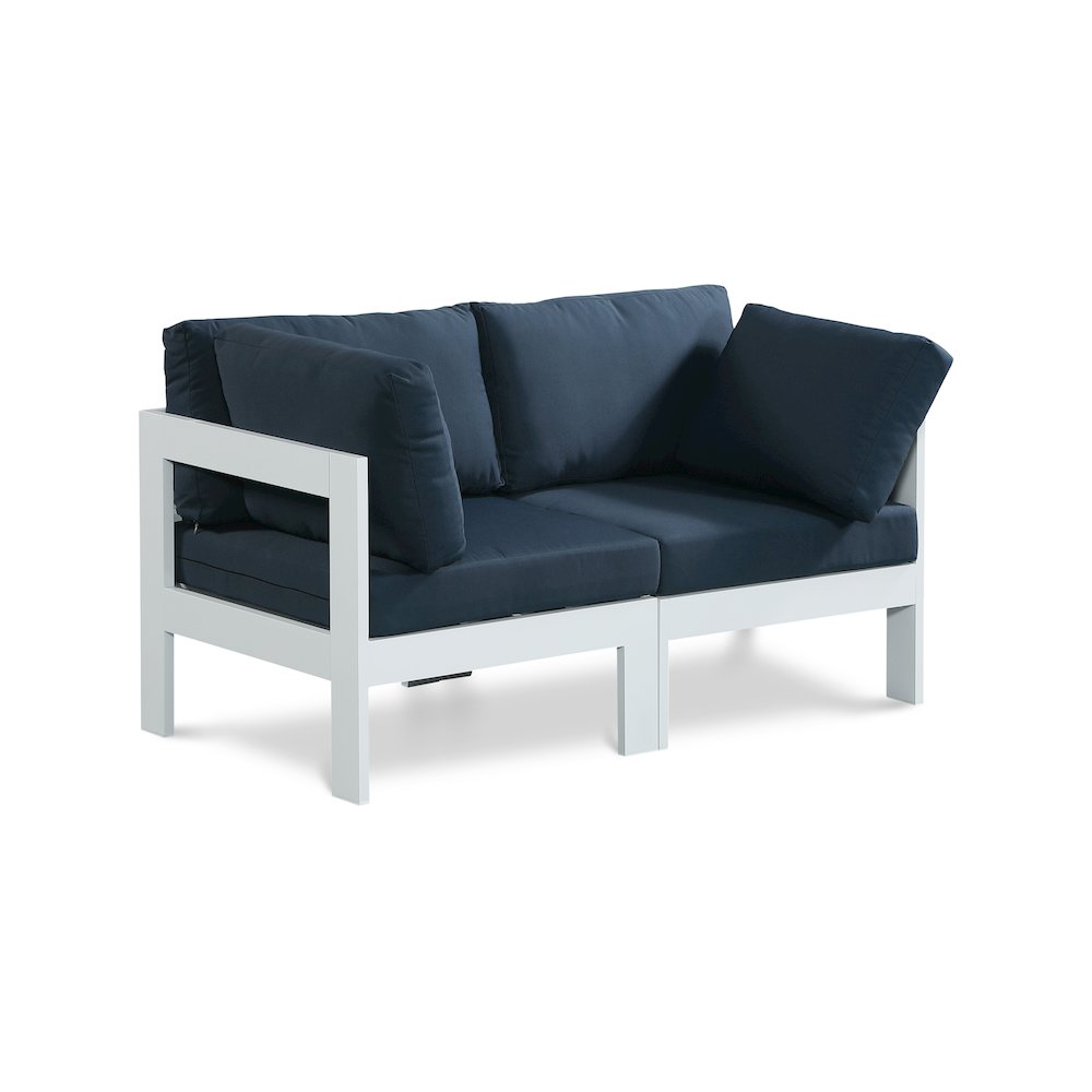 Nizuc Navy Water Resistant Fabric Outdoor Patio Modular Sofa. Picture 1
