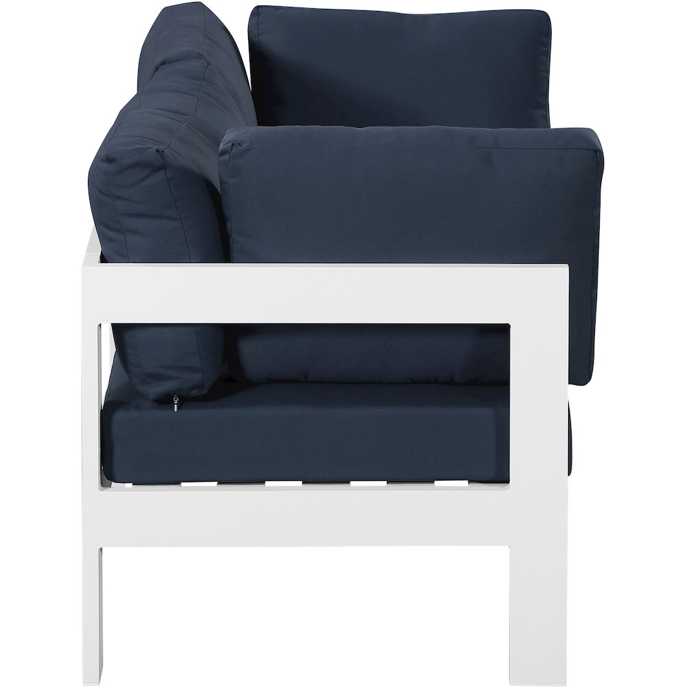Nizuc Navy Water Resistant Fabric Outdoor Patio Modular Sofa. Picture 3