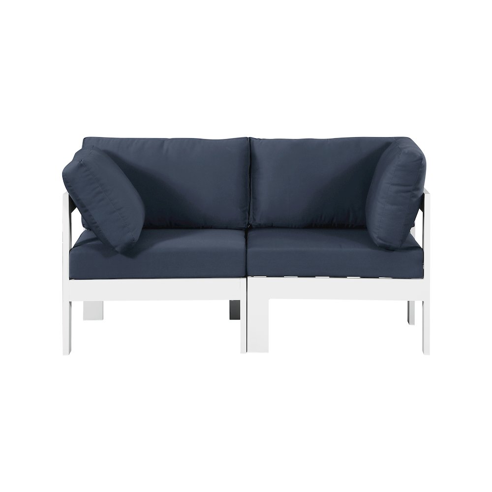 Nizuc Navy Water Resistant Fabric Outdoor Patio Modular Sofa. Picture 4
