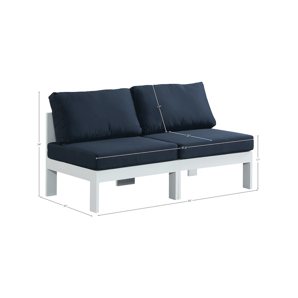 Nizuc Navy Water Resistant Fabric Outdoor Patio Modular Sofa. Picture 7