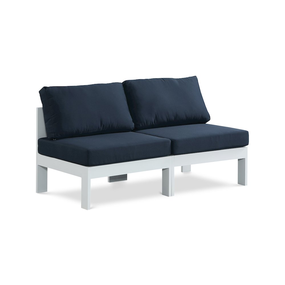 Nizuc Navy Water Resistant Fabric Outdoor Patio Modular Sofa. Picture 1