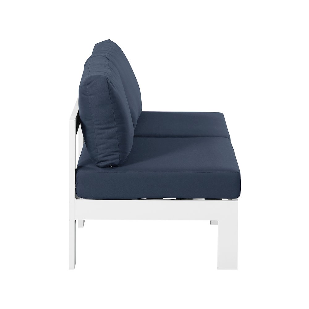 Nizuc Navy Water Resistant Fabric Outdoor Patio Modular Sofa. Picture 3