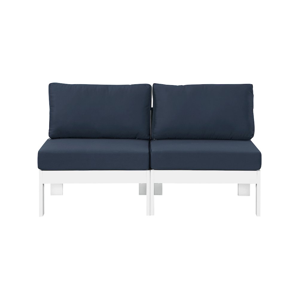 Nizuc Navy Water Resistant Fabric Outdoor Patio Modular Sofa. Picture 4