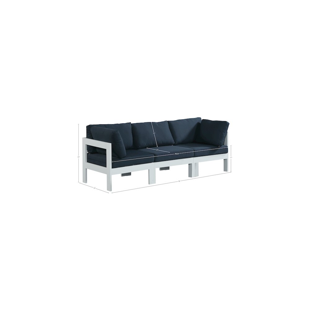 Nizuc Navy Water Resistant Fabric Outdoor Patio Modular Sofa. Picture 7