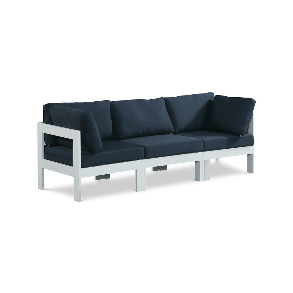 Nizuc Navy Water Resistant Fabric Outdoor Patio Modular Sofa. Picture 1