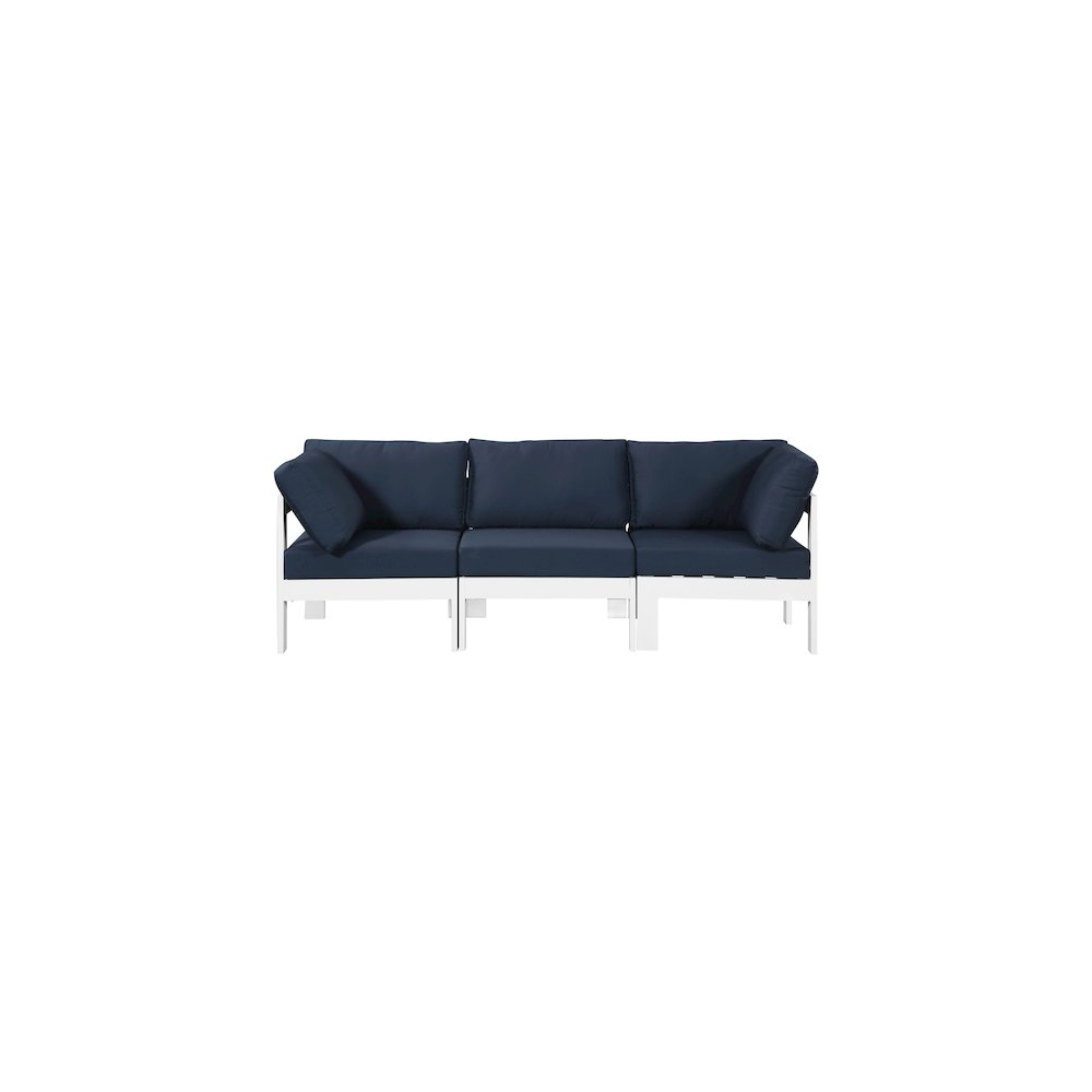 Nizuc Navy Water Resistant Fabric Outdoor Patio Modular Sofa. Picture 4