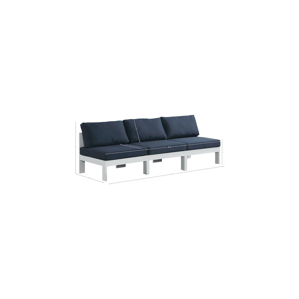 Nizuc Navy Water Resistant Fabric Outdoor Patio Modular Sofa. Picture 7