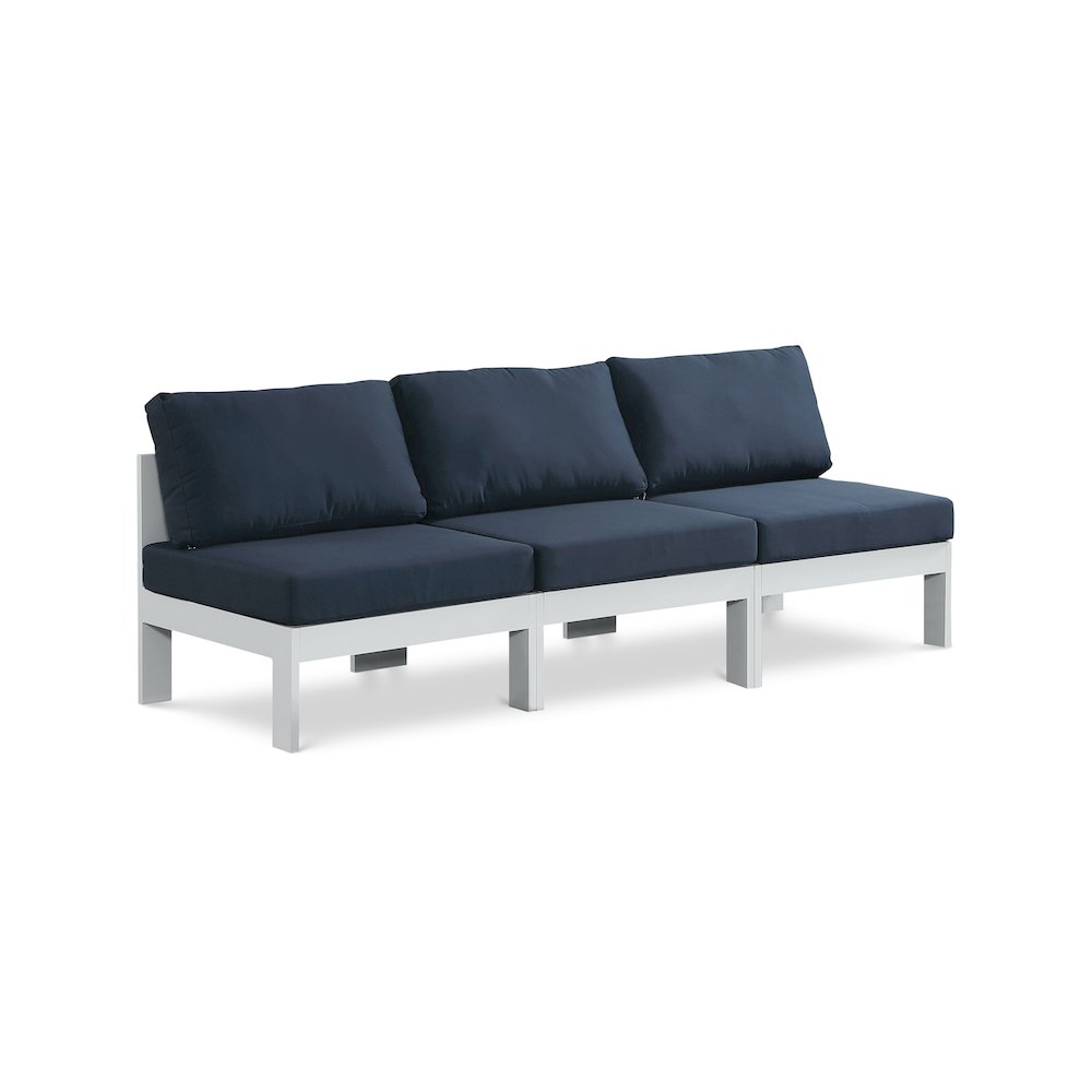 Nizuc Navy Water Resistant Fabric Outdoor Patio Modular Sofa. Picture 1