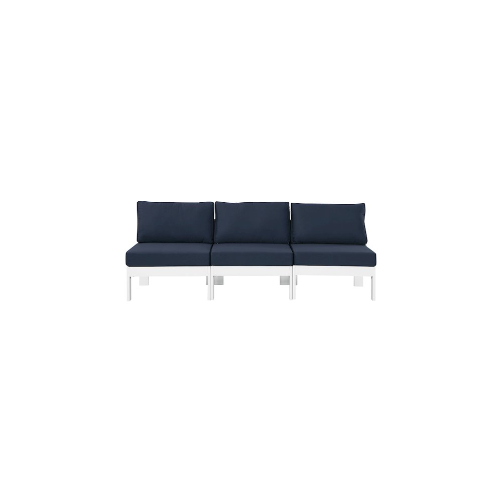 Nizuc Navy Water Resistant Fabric Outdoor Patio Modular Sofa. Picture 4