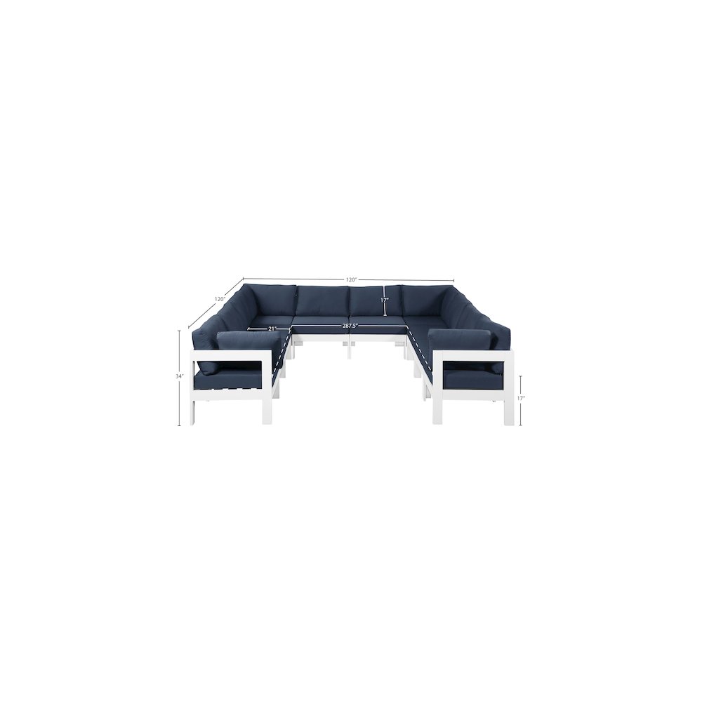 Nizuc Navy Water Resistant Fabric Outdoor Patio Modular Sectional. Picture 6