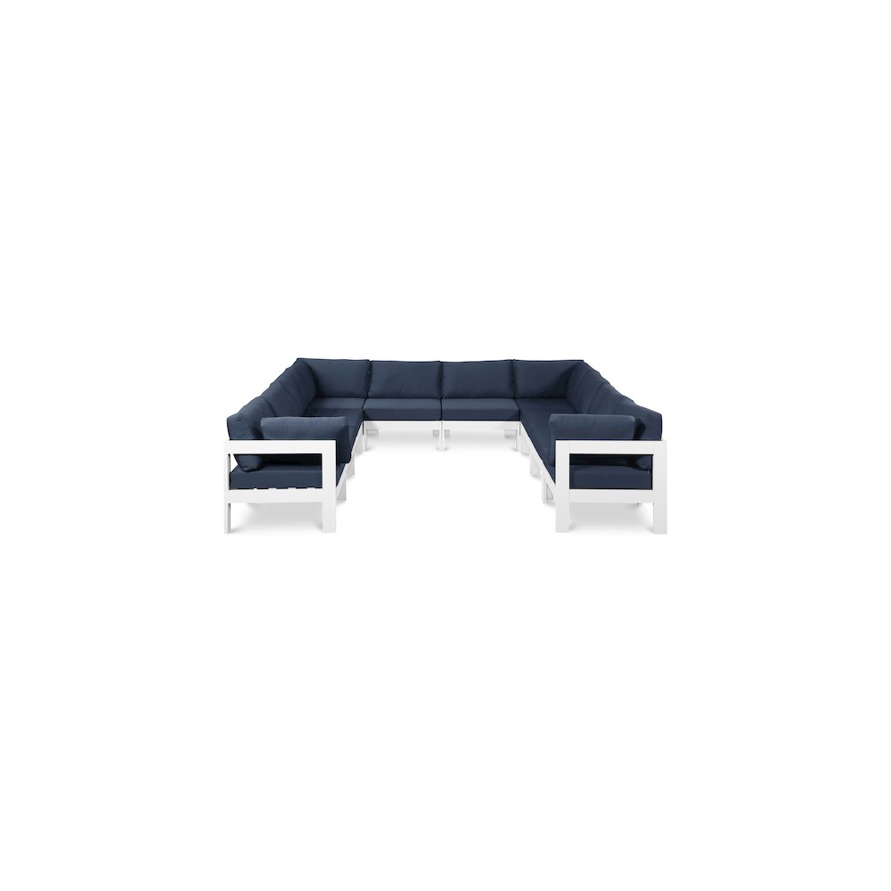 Nizuc Navy Water Resistant Fabric Outdoor Patio Modular Sectional. Picture 1