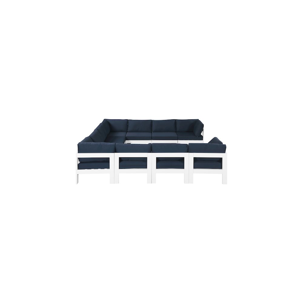 Nizuc Navy Water Resistant Fabric Outdoor Patio Modular Sectional. Picture 3
