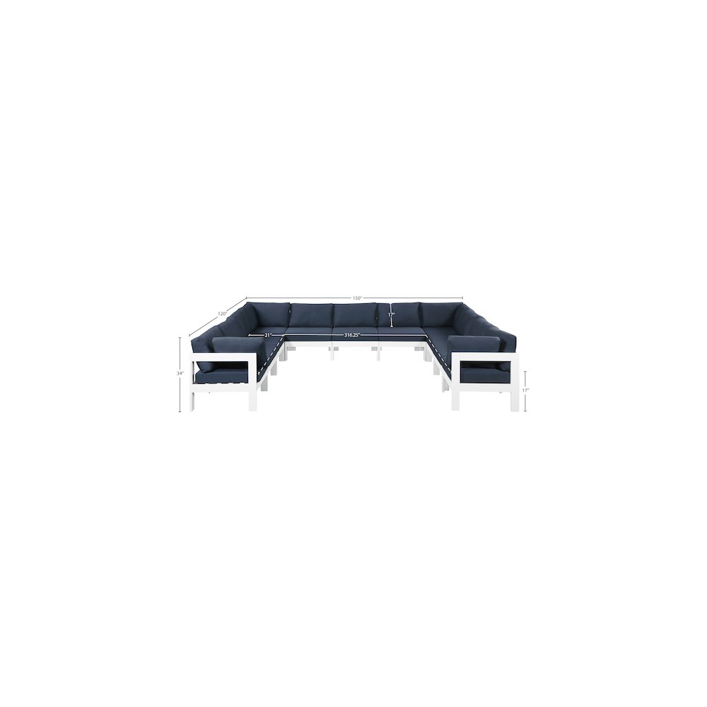 Nizuc Navy Water Resistant Fabric Outdoor Patio Modular Sectional. Picture 6