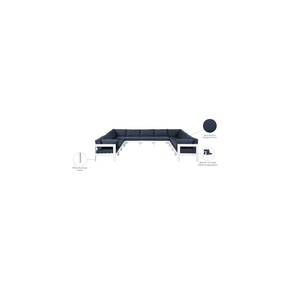 Nizuc Navy Water Resistant Fabric Outdoor Patio Modular Sectional. Picture 7